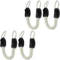 Relaxdays 4 x Türkordel Klemmschutz schwarz Beige,Schwarz