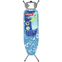 Vileda Viva Smart Express, Bügelbrett in Originalgröße, Baumwolle, Trocken- & Dampfbügeleisen, Blau, Muster, Blau