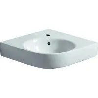 Geberit Eck-Waschtisch Renova Compact 69,5x61,5cm, m Hahnl., m ÜL, we. K-Tect