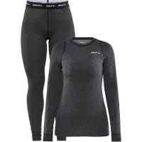 Craft Baselayer-Set Core Wool Merino Set Black Melange Damen-L