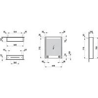 Laufen Frame 25 Spiegelschrank, Beleuchtung senkrecht, Ambiente Licht, 750x600, Anschlag links