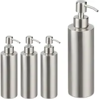 Relaxdays 4 x Seifenspender Edelstahl Silber