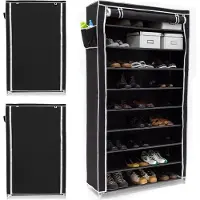 Relaxdays 3 x Schuhschrank VALENTIN hoch schwarz Weiß,Schwarz