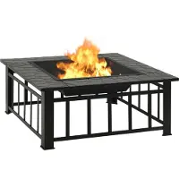 vidaXL Garten Feuerstelle mit Schürhaken 81x81x47 cm XXL Stahl