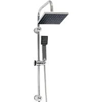 Grafner Regendusche im Set incl. Kopfbrause, Handbrause, Schlauch, Stange und Anschluss-Set Duschset Duschsystem Duschgarnitur eckig
