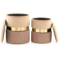 Hearthome & Living Hocker Zora 125 2-er Set Hellbraun / Braun