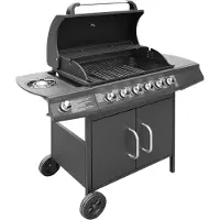 vidaXL Gasgrill 6+1 Flammen Schwarz