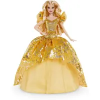 Barbie Signature 2020 Holiday -Puppe (30 cm, blondes langes Haar) im goldenen Kleid