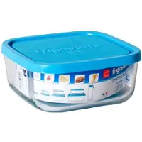 Bormioli Rocco Glasbehälter 22 x 22 x 9 cm mit Deckel, Frigoverre, 4er-Pack