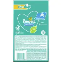 Pampers Fresh Clean Feuchttücher 15 Packungen mit 80 Stück, 1200 Feuchttücher, milder Duft, auch für Hände und Gesicht geeignet