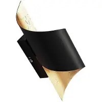 LINDBY - Moderne wandlamp zwart met goud incl. LED - Desirio I Wohnzimmer I Schlafzimmer - Stahl Zylinder - LED geeignet G9