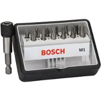 Bosch 2607002563 Schrauberbit-Set Robust Line M Extra-Hart, 12 + 1-teilig, 25 mm, PH, PZ, Torx
