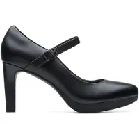Clarks für Damen. 26157784 Ambyr Shine schwarze Lederschuhe (41.5), 5 bis 8 cm, Schnalle, Lässig