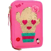 TOPModel 3-Fach Federtasche Streichpailletten TROPICAL Kaktus