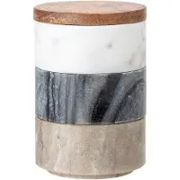 Bloomingville Gefäß mit Deckel Mael, Weiß, 3x210 ml, Marmor, Maße D7,5xH11,5 cm