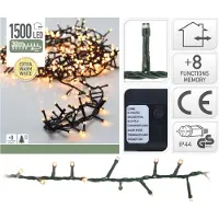 ECD-Germany LED Cluster Lichterkette mit 1500 LEDs Warmweiß 1500 30 m mit 8 Programmen IP44 Innen/Außen Büschellichterkette Weihnachtsbeleuchtung Deko