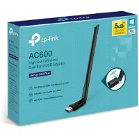 TP-LINK AC600-High-Gain-Dualband-USB-WLAN-Adapter, Eingebaut, Kabelgebunden, USB, WLAN, 600 Mbit/s, Schwarz