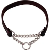 Dogman Lederhalsband für Hunde mit Korrekturkette 18mmx50cm