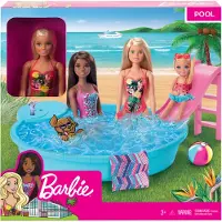 Barbie Pool Spielset mit Puppe (blond), Anziehpuppe, Möbel, Zubehör