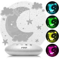 Reer ColourLumy Mond Beruhigungslicht, Nachtlicht Kinder, Schlummerlicht, Lampe, Farbwechsel, Timer-Funktion, Acrylglas-Scheibe, Grau, 52121