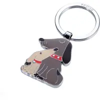 Troika DOG & DOGGY Schlüsselanhänger Hund und Welpe, glänzend grau/beige/braun