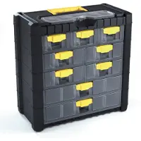 Prosperplast Kleinteilemagazin NS501, Kunststoff, für Wandmontage, 40 x 39,2 x 20cm, 9 Schubladen
