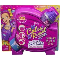 Mattel , Barbie Color Reveal Glitter Frisuren-Set mit Puppe und Zubehör, Bunt