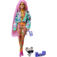 Barbie Extra Puppe mit pinken Flechtzöpfen, Anziehpuppe, Modepuppe