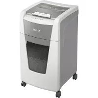Leitz IQ Autofeed Office 300 Aktenvernichter P4, Vollautomatik, Partikelschnitt 4 x 30 mm, 60 lr, 300 Blatt Schnittleistung, mit Rollen, weiß