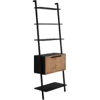 DTP Home Regal Cosmo Teak und Metall, Industrial Design mit Klapptüren, natur schwarz, 70x35x200 cm