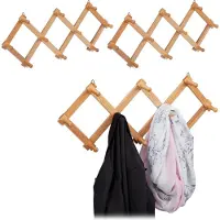 Relaxdays 3 x Wandgarderobe Holz natur faltbar Hellbraun