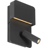 QAZQA Moderne Wandleuchte schwarz inkl. LED mit USB und Leselampe - Robin