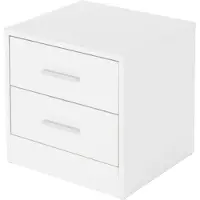 ML-Design Nachttisch mit 2 Schubladen Weiß aus Holz 38 x 37 x 34 cm Alu Griffe