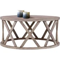 WOMO-DESIGN Couchtisch Riad Ø100×45 cm, Braun, Mangoholz, handgefertigt, Vintage Unikat