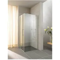 Kermi Pasa XP Seitenwand PXTWD100181AK 100x185cm, silber mattglanz, ESG klar, auf Duschwanne