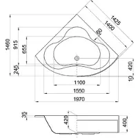 Hoesch Foster Ovalbadewanne 1900 x 980 mm weiß - 6476.010