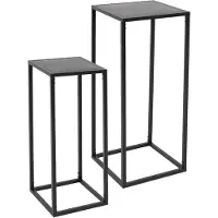 ML-Design | 2er-Set Pflanzenständer Wendy Schwarz Metall 20x20x60 cm | NADUVI
