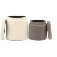 Hearthome & Living Hocker Zora 225 2-er Set Elfenbein / Taupe