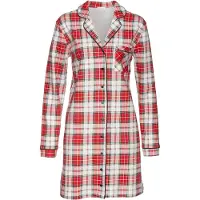 LASCANA Sleepshirt aufgesetzte Tasche mit Karomuster und Paspeln