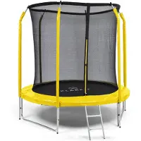 Klarfit Kinder Trampolin Indoor/Outdoor, Kleines Trampolin für Kinder, Kindertrampolin Rutschfest, Trampolin mit Leiter, Randabdeckung und Sicherheitsnetz, UV-Beständiges Trampolin Klein, 250cm