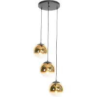 QAZQA Art Deco Hängelampe schwarz mit Goldglas rund 3-flammig - Pallon