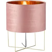 FISCHER&HONSEL GMBH Tischleuchte Metall/Stoff 1-flammig Hx 430x350 mm Aura goldfarben Stoffschirm samt-rose innen gold