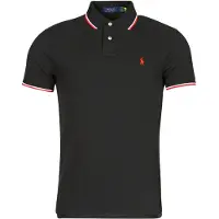 Ralph Lauren für Herren. 710842621001 Custom Slim Fit Pique-Poloshirt schwarz (XL), Lässig, Baumwolle, Klassisch, Kurzarm