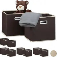 Relaxdays 10 x Faltbox braun Creme,Dunkelbraun