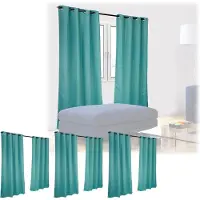 Relaxdays 8 x Vorhang mit Muster 245 x 135 cm Türkis