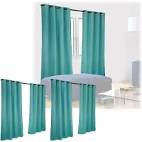 Relaxdays 6 x Vorhang mit Muster 245 x 135 cm Türkis
