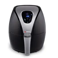 Alpina Airfryer 2.4L - Heißluftfritteuse 1-4 Personen - Air Fryer mit digitalem Touchscreen - Einstellbare Temperatur 80 bis 200 Grad - mit Timer-Funktion - Heißluftofen 1500W - Schwarz