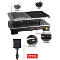 Alpina - Gourmet Set Backplatte - 8 Personen - Inkl. Spatel und Raclette-Pfännchen - Schwarz