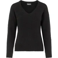 Pieces Schwarzer gerippter Pullover für Frauen Ellen - S