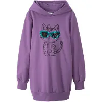 Bonprix Sweatkleid , Mädchen, Gr. 128/134, N-Gr, lila (ultraviolett), Obermaterial: 100% Baumwolle, oversize, Kleider Sweatkleid, für den Alltag, aus Baumwolle, Oversize-Passform